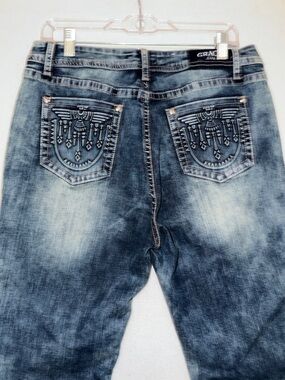 Grace in LA Distressed Washed Wide Leg Bell Bottom Jeans